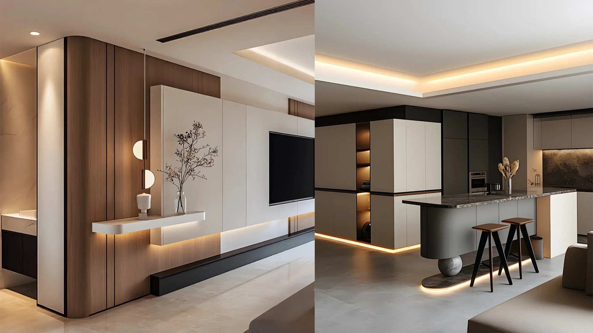 輕奢風(fēng)設(shè)計，大理石金屬與中性色調(diào)營造精致感