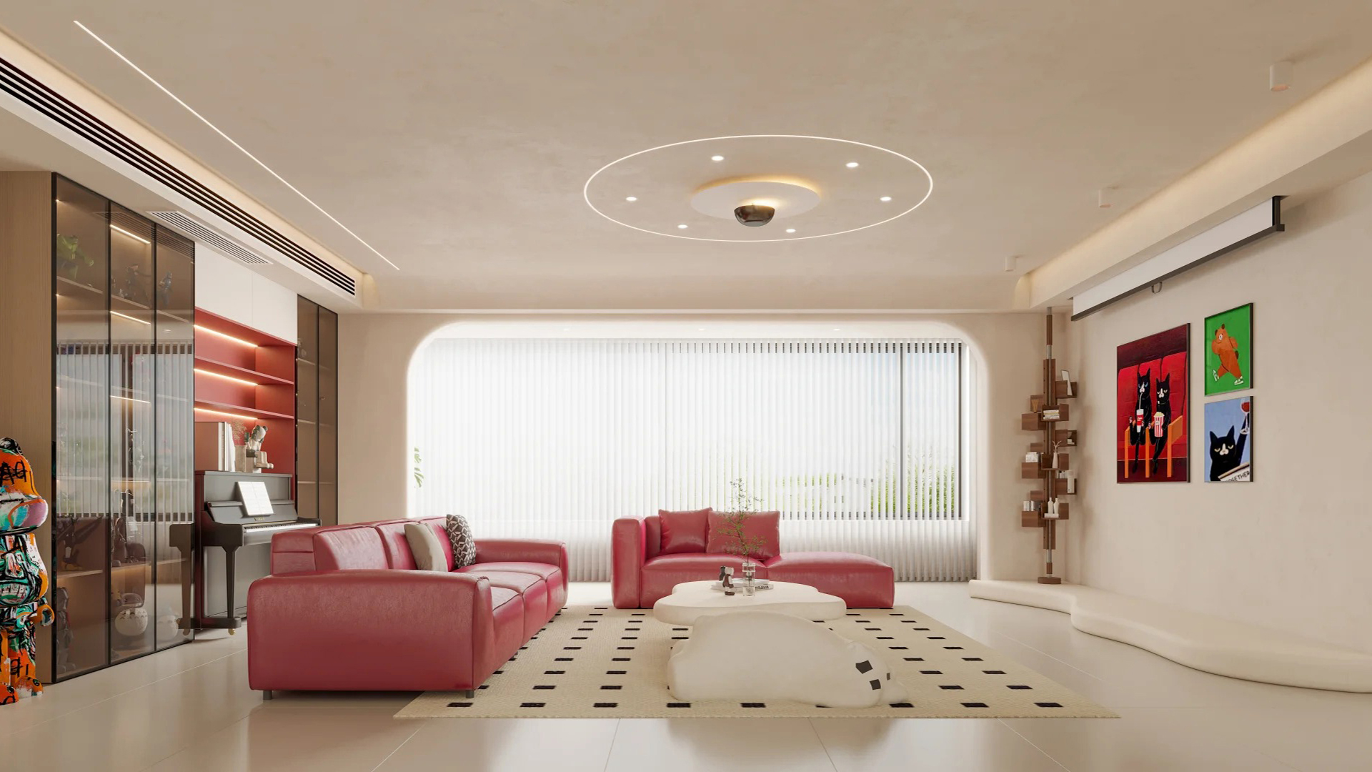 簡約風奶油色現(xiàn)代溫馨開闊家居空間設計美學